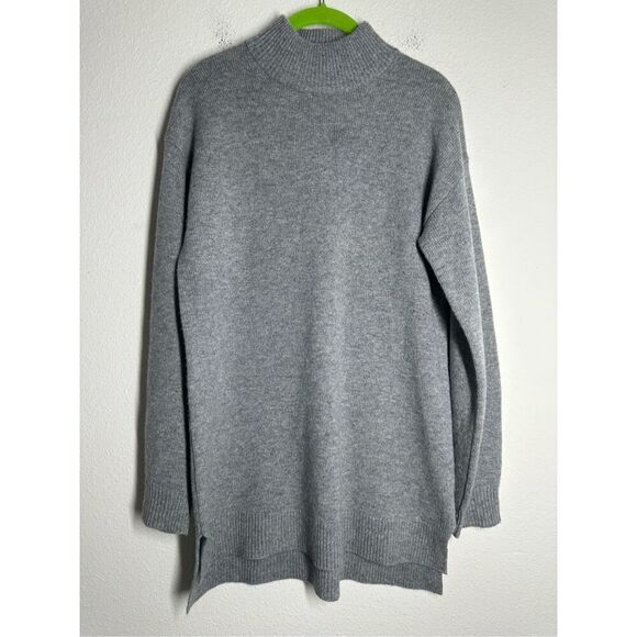 Halogen Cashmere Wool Blend Women’s Long Sweater Turtleneck Gray Size S - Picture 1 of 11